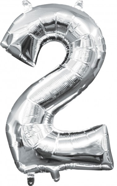 Mini Folienballon Zahl 2 silber 35cm