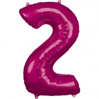Pinker Zahl 2 Folienballon 86cm