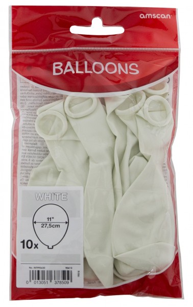10 Weiße Luftballons Partydancer 27,5cm 2