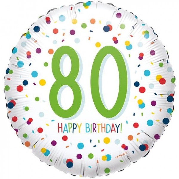 80. Geburtstag Konfetti Folienballon 46cm