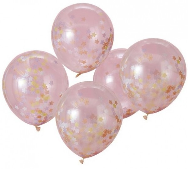 5 Sternenwirbel Konfettiballons 30cm