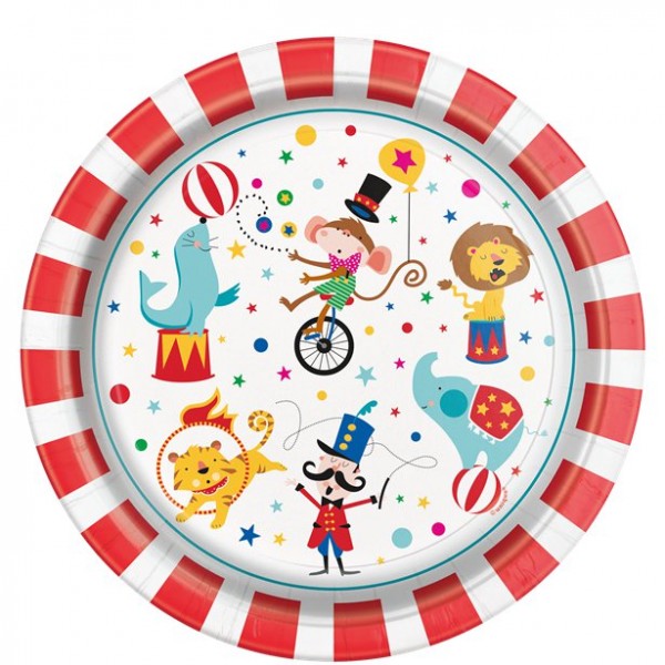 8 Zirkus Artisten Pappteller 23cm