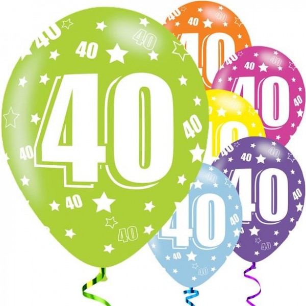 40. Geburtstag 6 Latexballons 28cm
