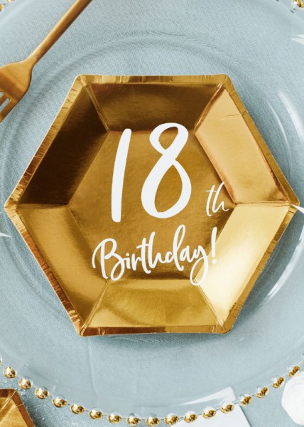 6 Glossy 18th Birthday Teller 20x17cm 3
