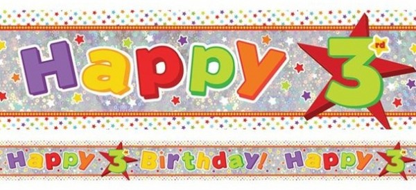 Holo 3rd Birthday Banner 2,7m
