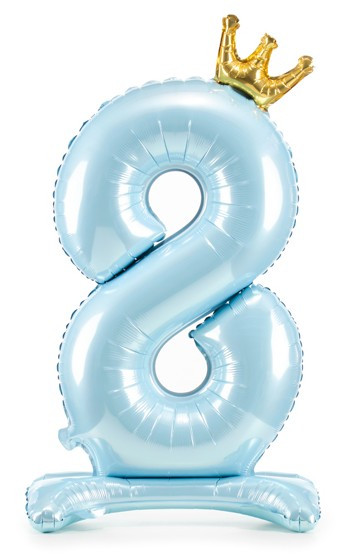 Babyblue Zahl 8 stehender Folienballon
