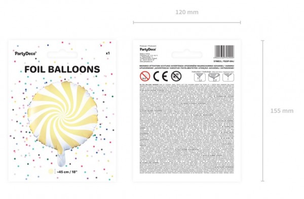 Candy Buffet Folienballon gelb 45cm 2