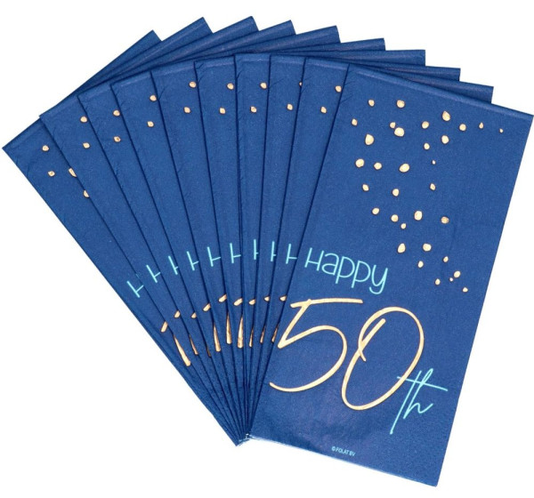 10 Elegant Blue 50th Birthday Servietten 33cm