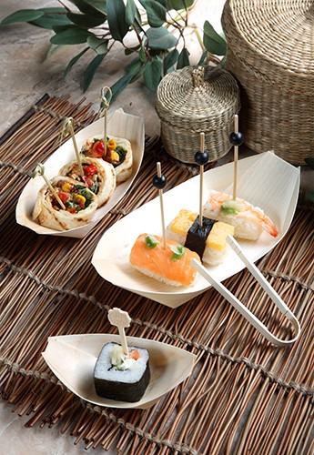 50 Holz Fingerfood Schalen Schiffchen 14 x 8,2cm 2
