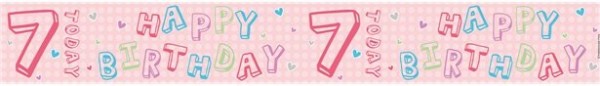 7. Geburtstag Folienbanner rosa 2,6m 2