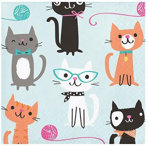 16 Katzen Hotel Servietten 25cm
