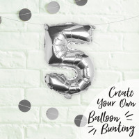 Vorschau: Silberner Zahl 5 Folienballon 40cm