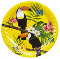Vorschau: 10 Tropical Tukan Pappteller 23cm