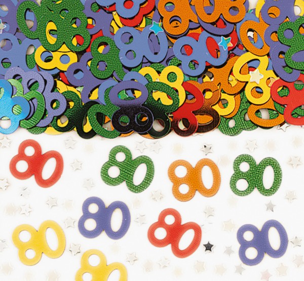 80. Geburtstag Rainbow Party Streudeko Bunt Metallic