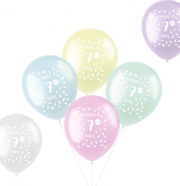 6 Happy 7th B-Day Latexballons 33cm