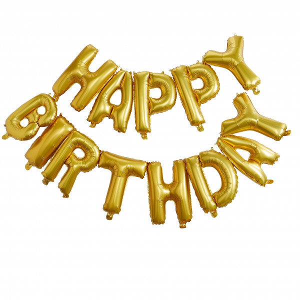 Goldener Mix & Match Happy Birthday Folienballon