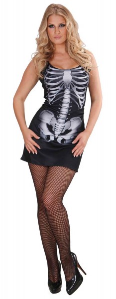 Kurzes 3D Skelettkleid Für Damen Schwarz