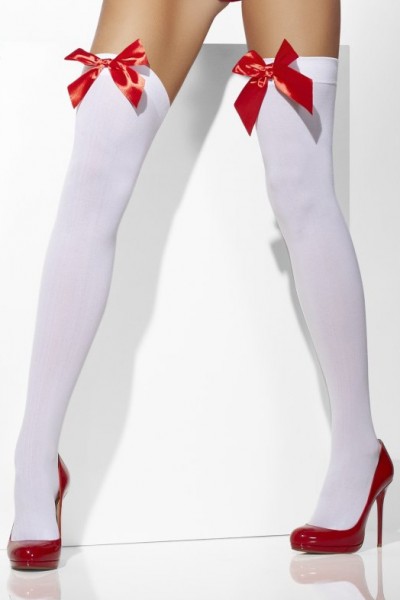 Sexy Weiße Strümpfe Mit Roter Schleife 2