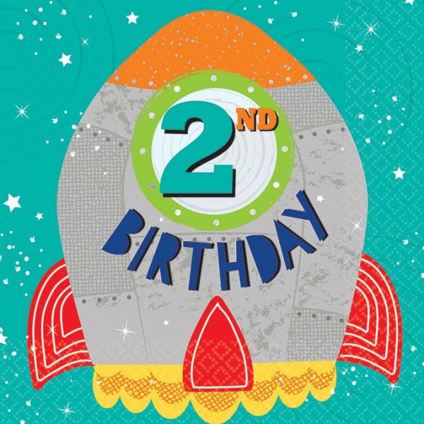 16 Space Party 2nd Birthday Servietten 33cm