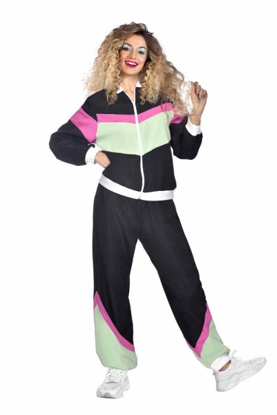 80er Jahre Retro Trainingsanzug schwarz unisex 2