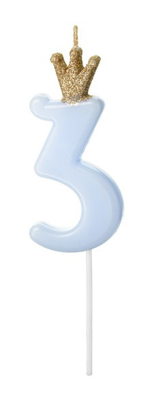 Birthday King Zahl 3 Tortenkerze 9,5cm