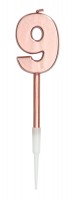 Rosy Blush Zahlenkerze 9 roségold 14cm