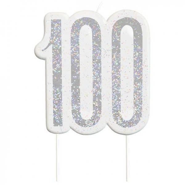 100.Geburtstag silberfarbene Tortenkerze