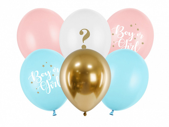 6 Boy or Girl Mom to be Luftballons 30cm