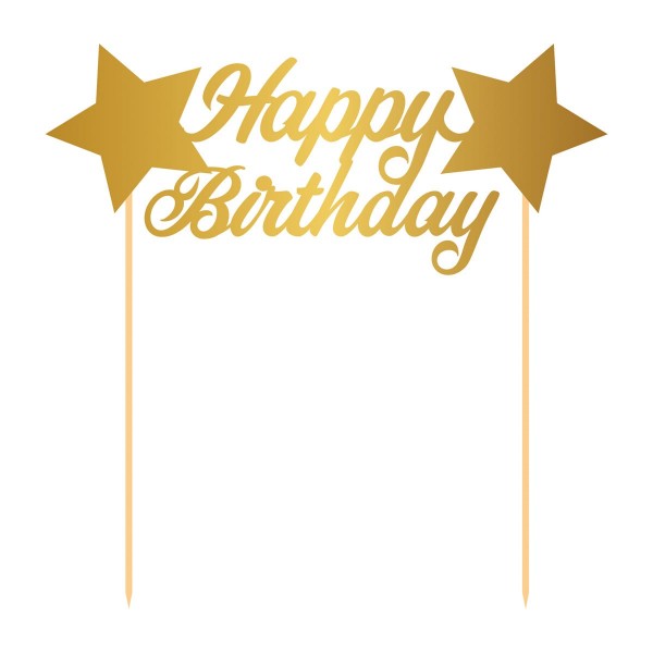 Caketopper Happy Birthday Star gold