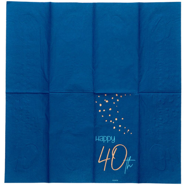 10 Elegant Blue 40th Birthday Servietten 33cm 3