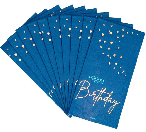 10 Elegant Blue Birthday Servietten 33cm
