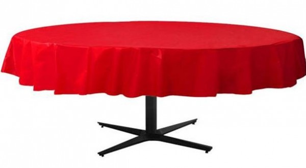 Rote Kunststoff Tischdecke rund 213cm