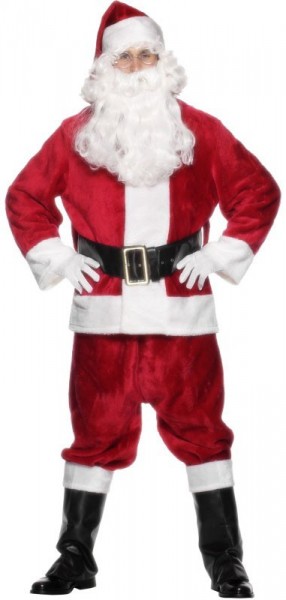 Plüsch Weihnachtsmann Kostüm 6-Teilig