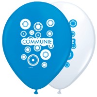 8 Ballons Kommunion Blue Circles 30cm