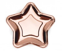 6 Roségold metallic Stern Pappteller 18cm