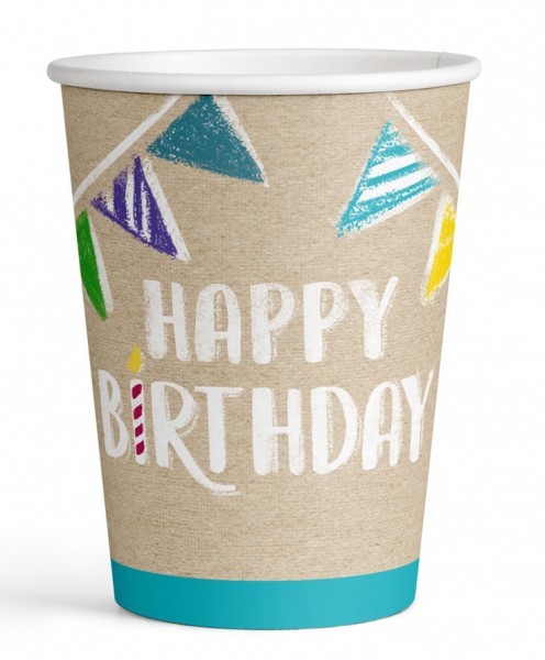 8 Birthday Wishes Pappbecher 250ml