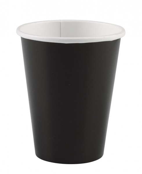 8 Party Buffet Pappbecher Schwarz 266ml