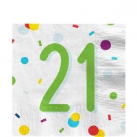 20 Konfetti Party Servietten 21. Geburtstag