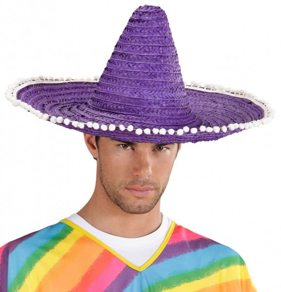 Lila Sombrero Mit Bommeln 50 cm 3