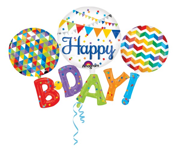 Folienballon Happy B-Day bunt