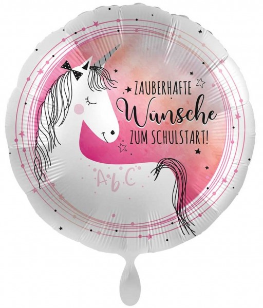 Schulstart Folienballon Einhorn 45cm