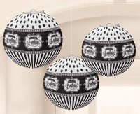 3 Black & White Birthday Lampions 24cm