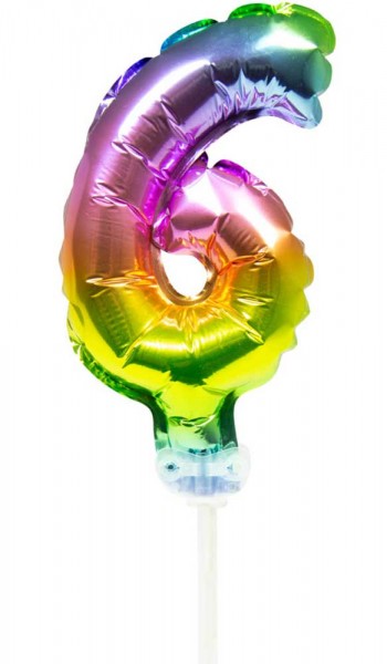 Regenbogen Tortendeko Ballon Zahl 6