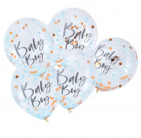 5 Newborn Star Baby Boy Konfettiballons 30cm