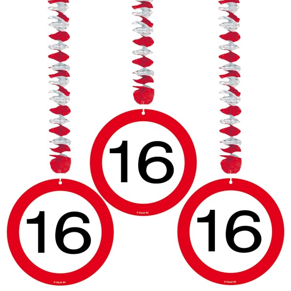 3 Verkehrsschild 16 Spiralhänger 75cm