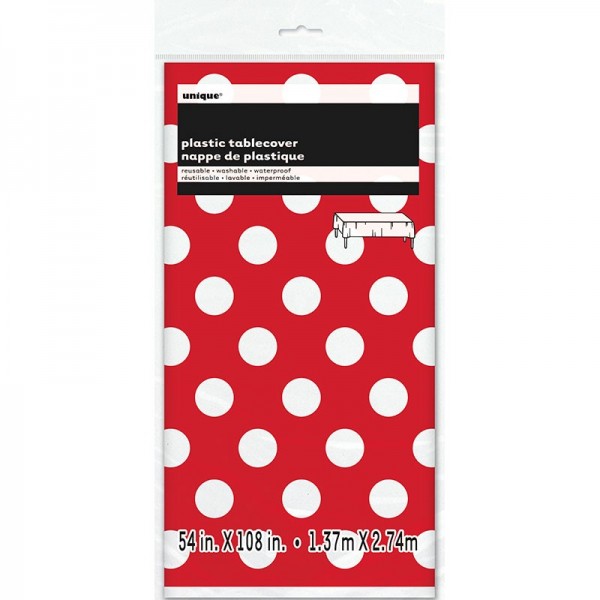Party Tischdecke Tiana Rot Gepunktet 137 x 274cm 2