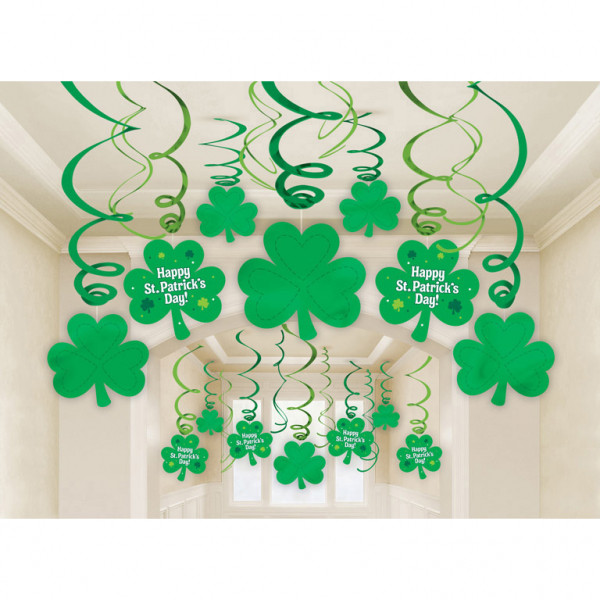 30 St Patricks Day Kleeblatt Spiralhänger