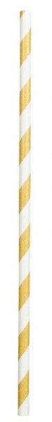 20 Gold gestreifte Papierhalme 20cm