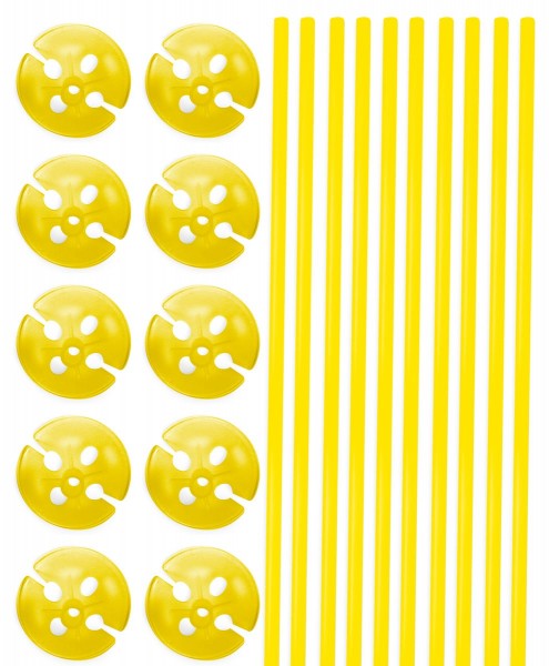 10 Ballonstäbe & Cups in Gelb