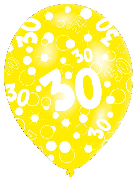 6 Luftballons Bubbles 30.Geburtstag bunt 27,5cm 6
